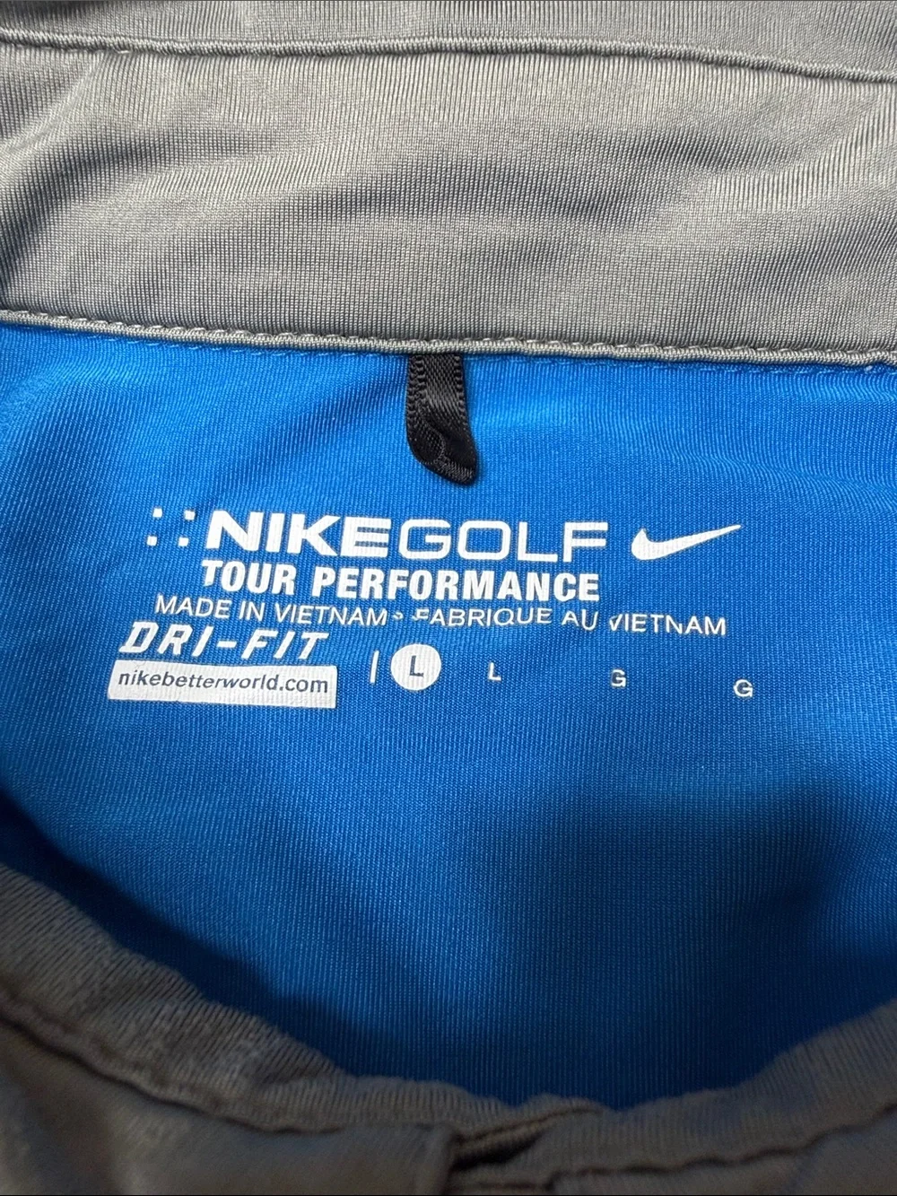 Nike Golf Men’s Royal Blue Performance Polo with Gray Accents. Size: large.